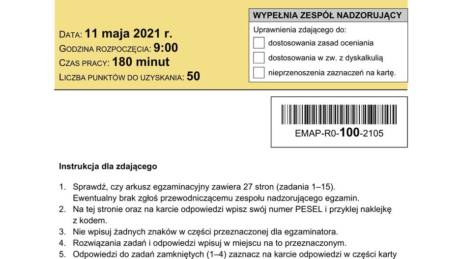 Matura 2021. Matematyka. Poziom rozszerzony