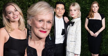 Eleganckie gwiazdy pozują na "liściastej ściance" imprezy Chanel przed galą BAFTA 2019 (ZDJĘCIA)