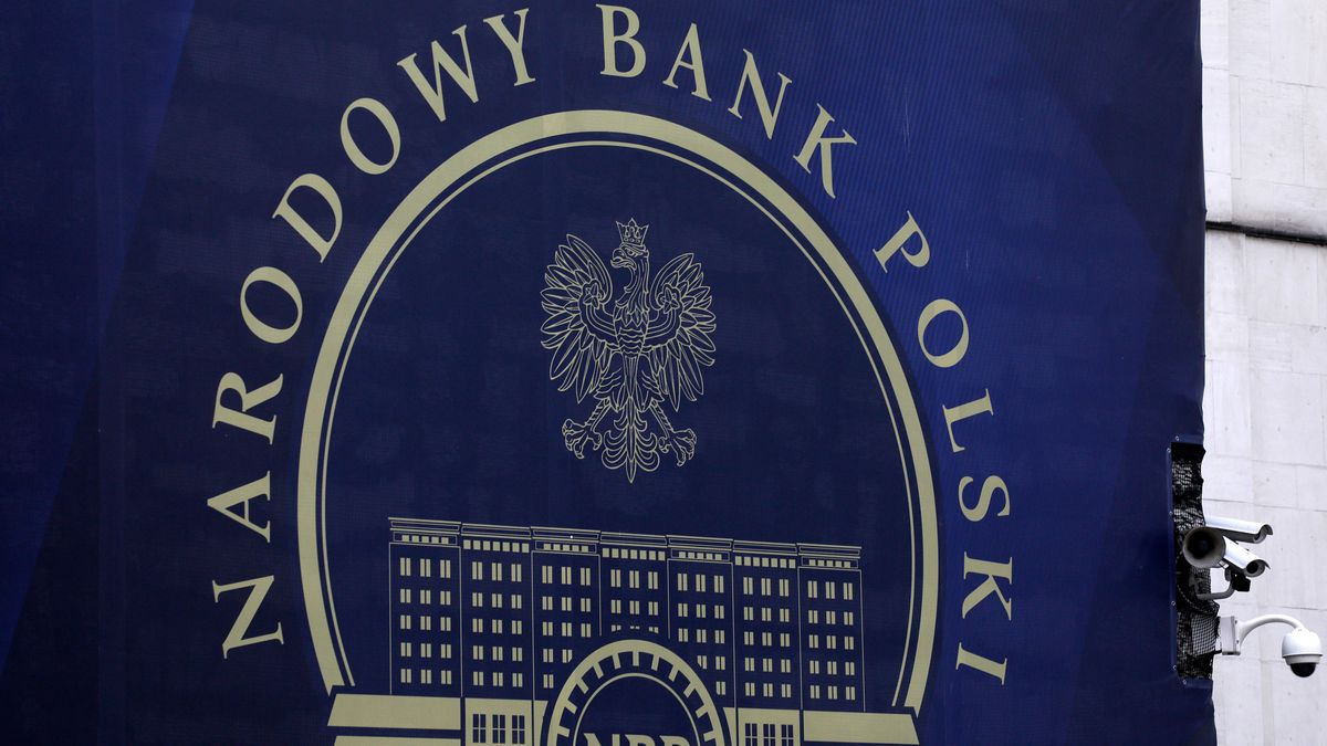 Signage for Poland's central bank, also known as Narodowy Bank Polski (NBP), at an entrance to the bank's headquarters in Warsaw, Poland, on Wednesday, Feb. 9, 2022. Poland increased borrowing costs for a fifth consecutive month to an almost nine-year high as pressure grows on the central bank to tame record inflation in eastern Europe's largest economy Photographer: Piotr Malecki/Bloomberg via Getty Images