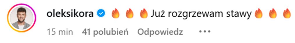 Wpis Aleksandra Sikory na Instagramie