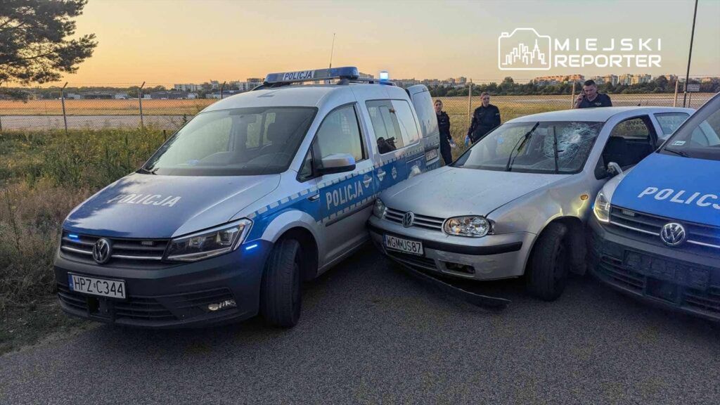 Szaleńczy pościg ulicami miasta. Ścigany uciekał pod prąd trasą S8, rozbijał radiowozy, potrącił policjanta