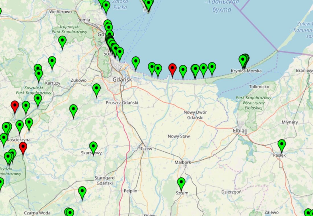 Mapa kąpielisk na stronie GIS