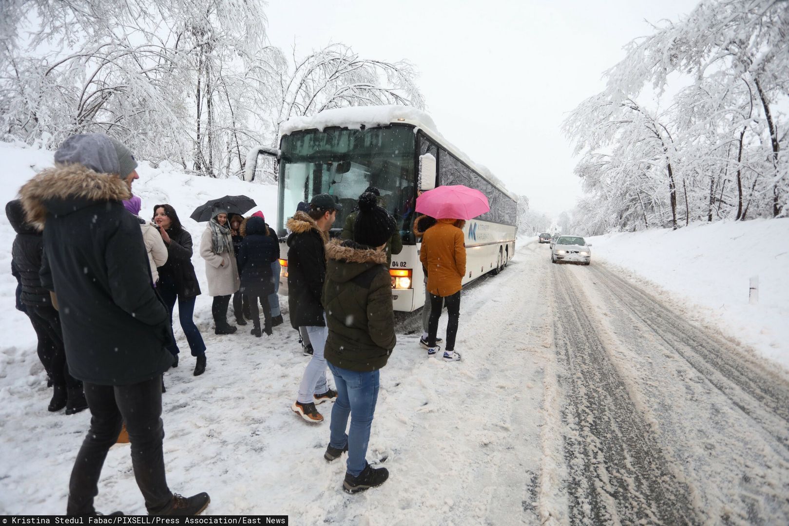 Paraliż drogowy w okolicy miejscowości Karlovac w Chorwacji
