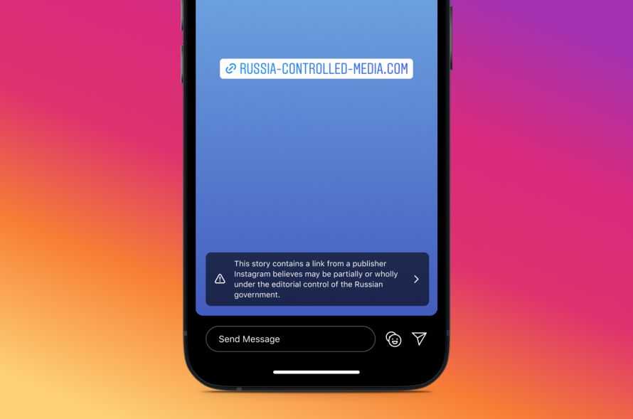 Informacja o rosyjskiej stronie na Instagramie