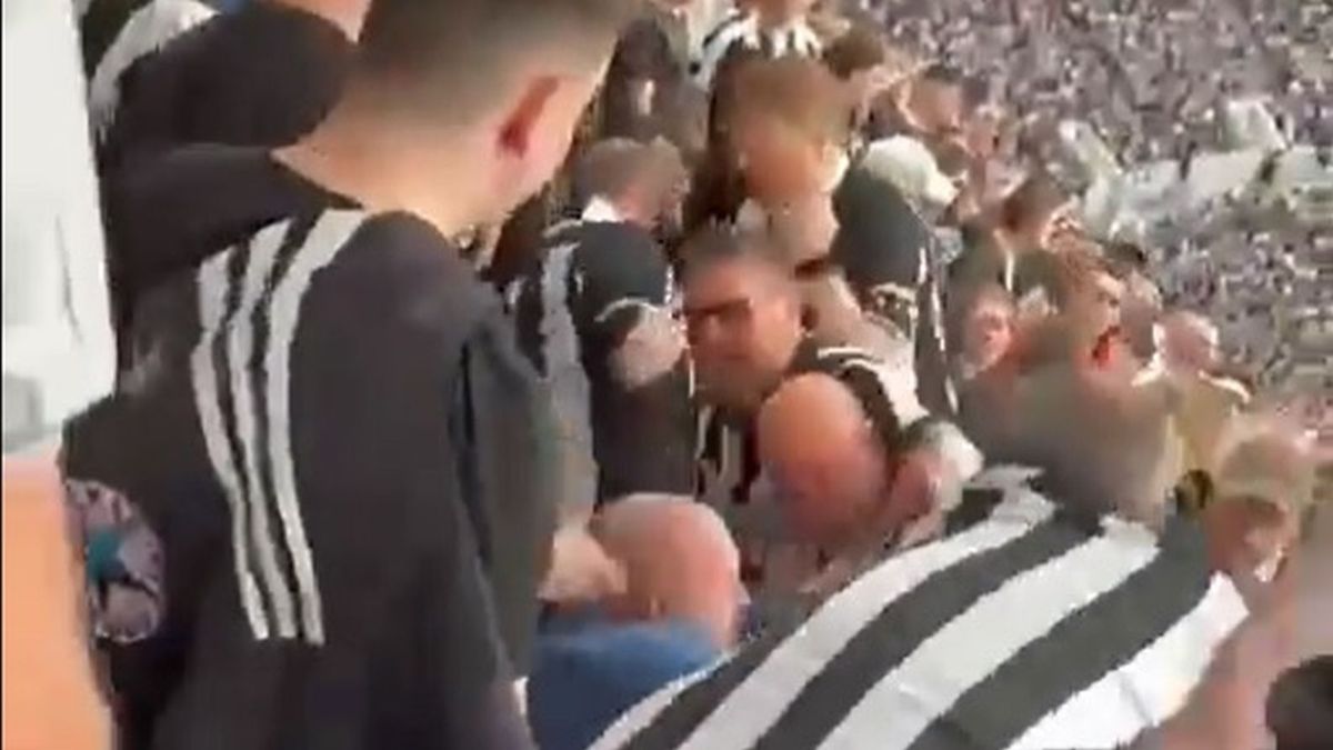 Zdjęcie okładkowe artykułu: Twitter /  / Na zdjęciu: starcie kibiców na stadionie Newcastle United