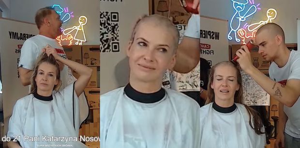 To nie koniec. Edyta Pazura też OGOLIŁA SIĘ NA ŁYSO! W zbiórce Łatwoganga właśnie stuknęło 50 MILIONÓW ZŁOTYCH