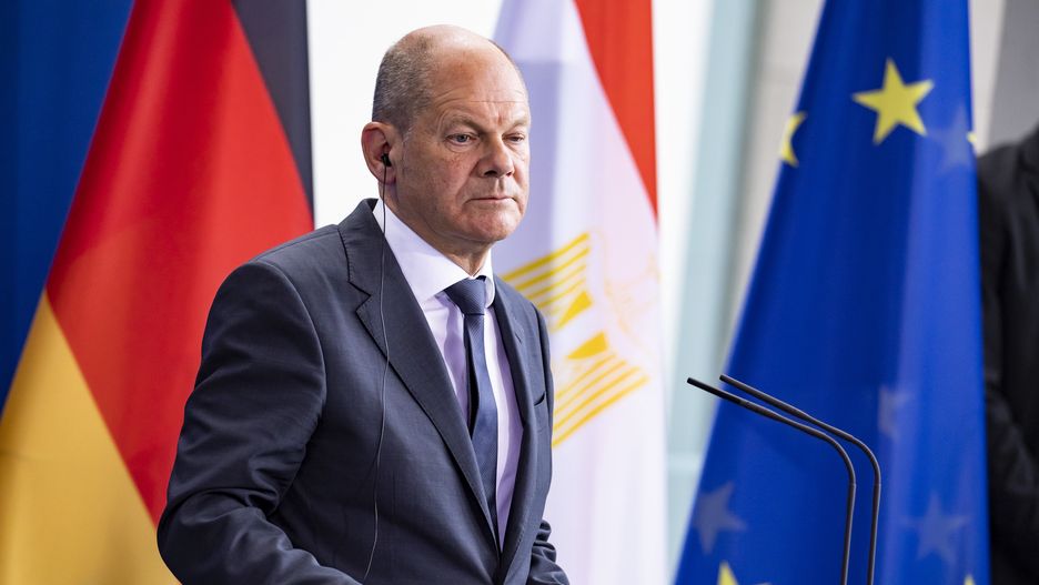 German Chancellor Olaf Scholz holds a press conference with Egyptian President Abdel Fattah el-Sisi (not in the picture) at the Chancellery in Berlin, Germany on July 18, 2022. (Photo by Emmanuele Contini/NurPhoto via Getty Images)