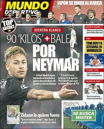 Okładka poniedziałkowej gazety "Mundo Deportivo"