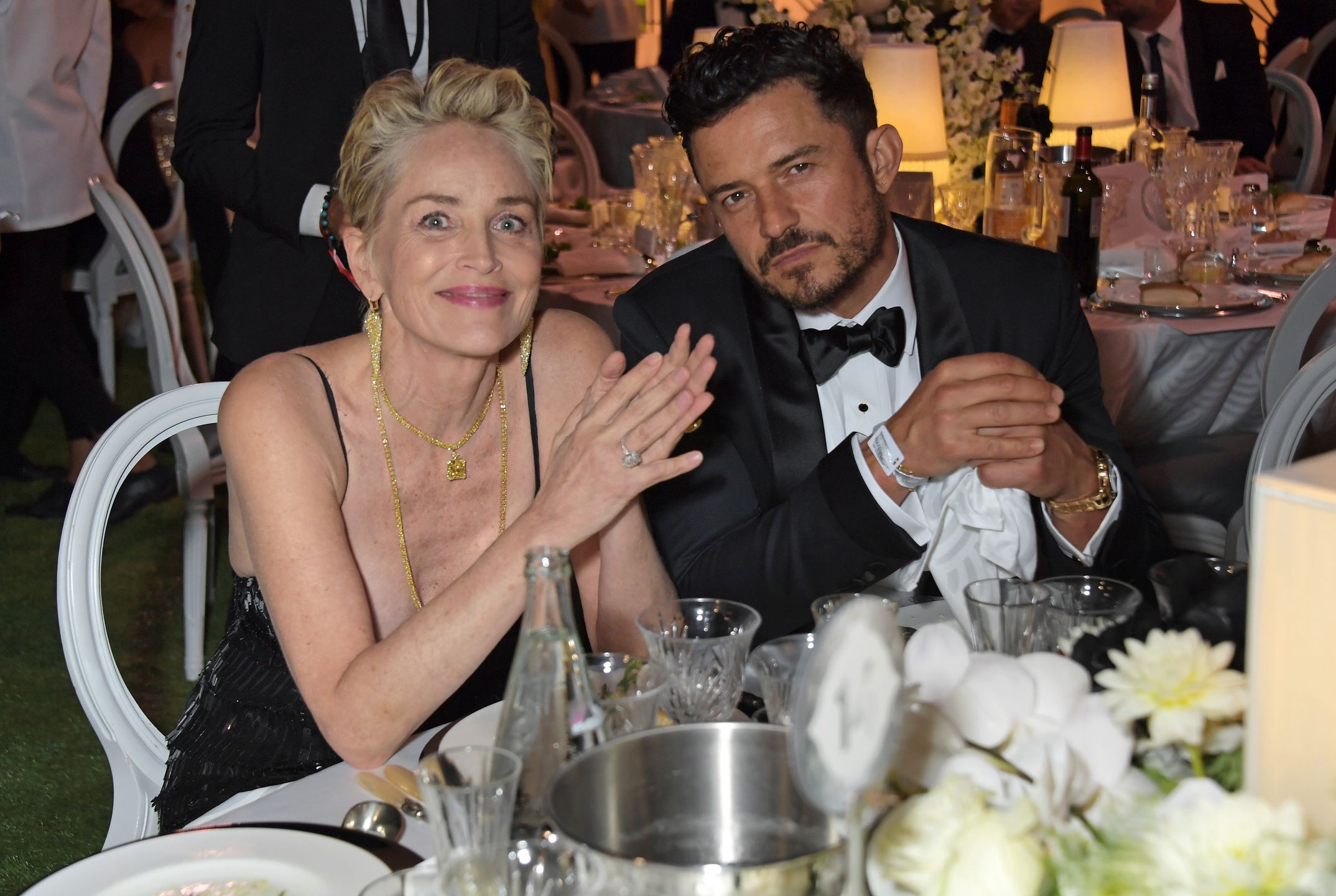 Sharon Stone i Orlando Bloom na gali amfAR