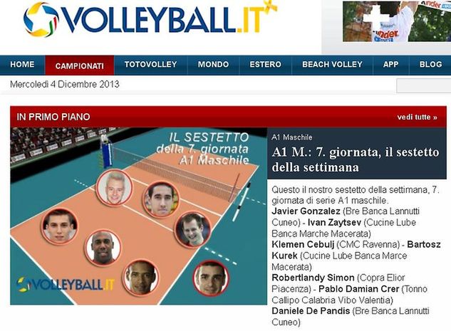 Szóstka 7. kolejki Serie A (źródło: volleyball.it)