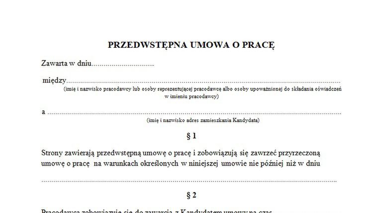 Wzór umowy o pracę do pobrania