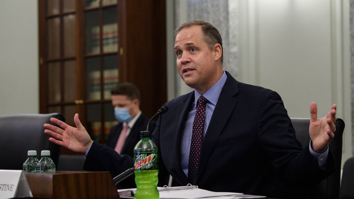 WASHINGTON, DC - SEPTEMBER 30: NASA Administrator Jim Bridenstine testifies before a U.S. Senate Commerce, Science and Transportation committee on Capitol Hill on September 30, 2020 in Washington, DC. (Photo by Nicholas Kamm-Pool/Getty Images)