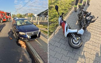 Zderzenie motoroweru z osobówką w Czyżowicach. Kierowca jednośladu ranny