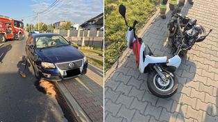 Zderzenie motoroweru z osobówką w Czyżowicach. Kierowca jednośladu ranny