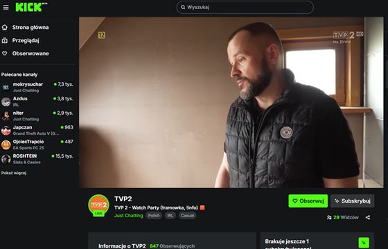 Kanał TVP nielegalnie udostępniany w serwisie z patostreamem