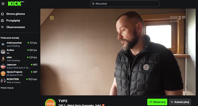 Kanał TVP nielegalnie udostępniany w serwisie z patostreamem