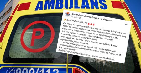 Policjant w szpitalu. Koledzy wydali apel