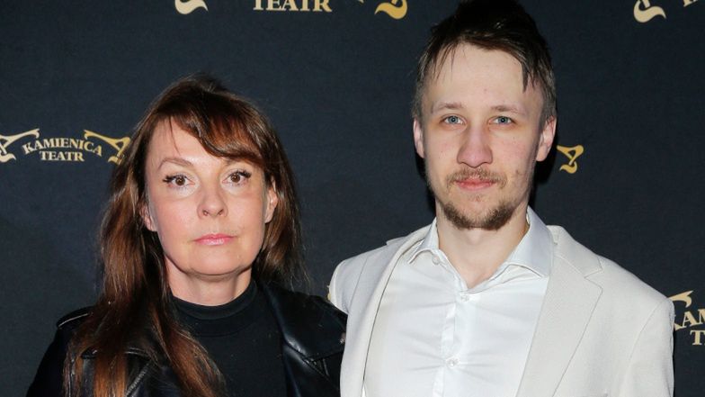 Justyna Sieńczyłło z Kajetanem Kamińskim na premierze w Teatrze Kamienica