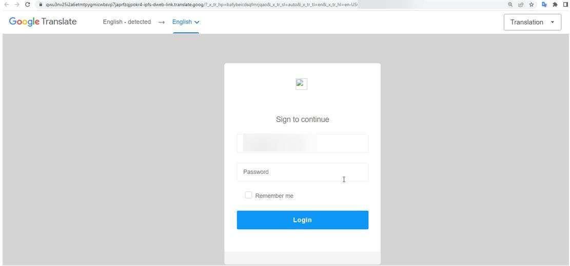 Fałszywa strona Google Translate