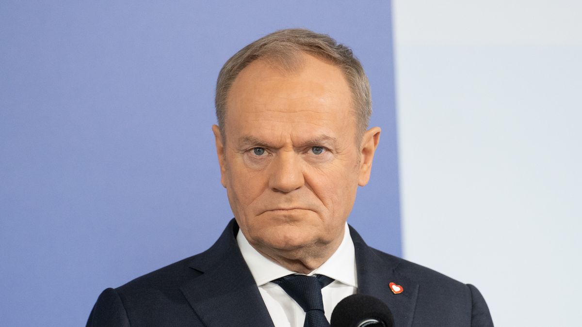 WARSAW, POLAND - 2025/02/13: Prime Minister of Poland Donald Tusk, speaks during a press conference. Polish Prime Minister Donald Tusk met with Alphabet and Google CEO Sundar Pichai. During the meeting, a memorandum was signed regarding the use of artificial intelligence in sectors such as energy and cybersecurity. Pichai emphasized that this cooperation could contribute to an 8% growth in Poland's Gross Domestic Product (GDP) and highlighted Poland's strategic role as Google's largest engineering hub in Europe, employing over 2,000 people. Alphabet also announced a $5 million investment in digital skills training in Poland over the next five years. Prime Minister Tusk stated that the memorandum establishes a framework for greater Google engagement in Poland, which is crucial for national security. (Photo by Marek Antoni Iwanczuk/SOPA Images/LightRocket via Getty Images)