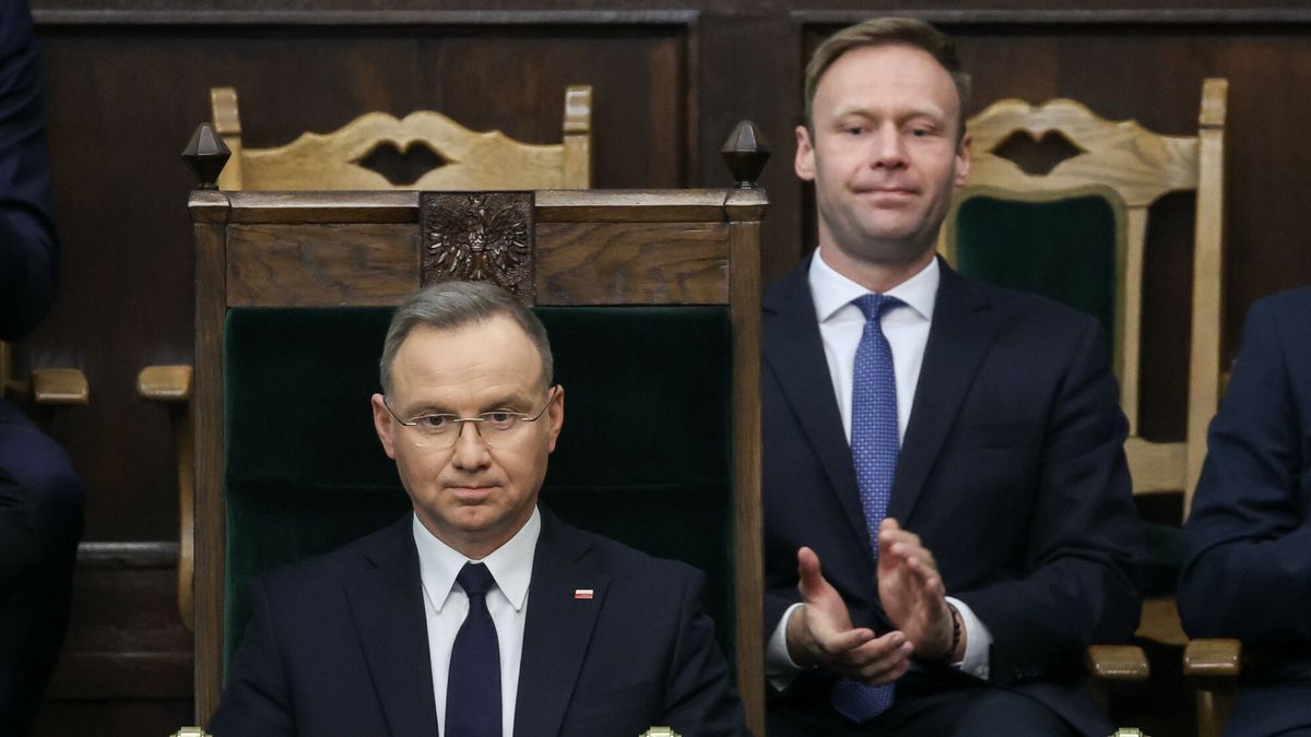 30. posiedzenie Sejmu X kadencji
07.03.2025 Warszawa 30. posiedzenie Sejmu X kadencji Fot. Jacek Dominski/REPORTER
N/z: Andrzej Duda, Marcin Mastalerek
Jacek Dominski/REPORTER