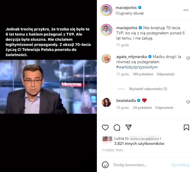 Maciej Orłoś i Agata Młynarska o 70-leciu TVP