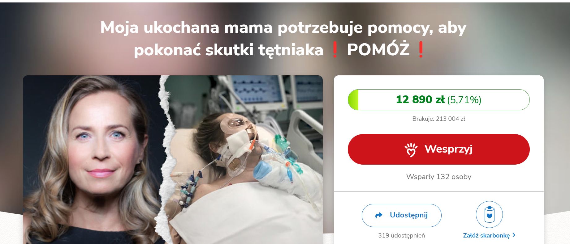 Alina Kamińska potrzebuje pomocy. 