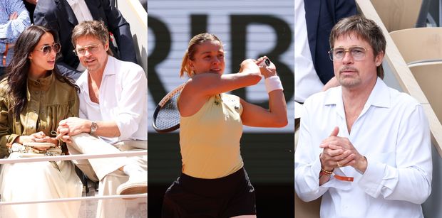Brad Pitt i jego młodsza o prawie 30 lat ukochana oglądają mecz Mai Chwalińskiej podczas Roland Garros (ZDJĘCIA)