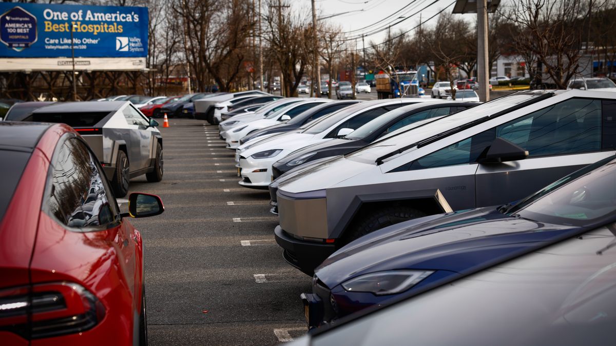 PARAMUS, NEW JERSEY - MARCH 20: General view of a Tesla Store on March 20, 2025 in Paramus, New Jersey. Violence against Tesla owners appear to be part of a broader surge of anti-Elon Musk sentiment. The billionaire, who has become a significant part of the Trump administration, has been the face of controversial cuts to the federal government. (Photo by Kena Betancur/VIEWpress)