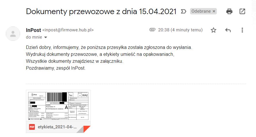 Fałszywy e-mail i spreparowana etykieta w załączniku