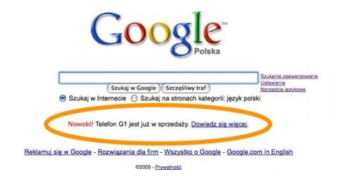 Google coraz chętniej reklamuje się na stronie głównej wyszukiwarki 1