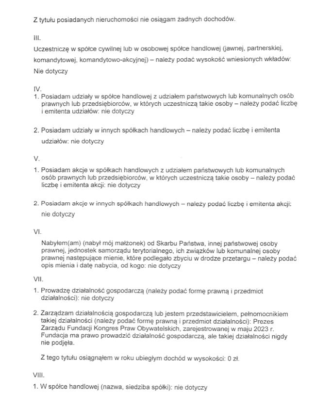 Oświadczenie majątkowe Adama Bodnara 