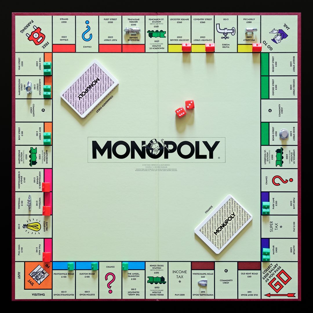 Monopoly, the original UK version of the popular property trading board game.
Monopoly, Board, Game, UK, Edition, United Kingdom, Property, Trading, Traditional, Popular, British, Version, Original, Strategy, Gameboard, Close Up, Nobody, No People, Close-Up, Overhead, High Angle, Horizontal