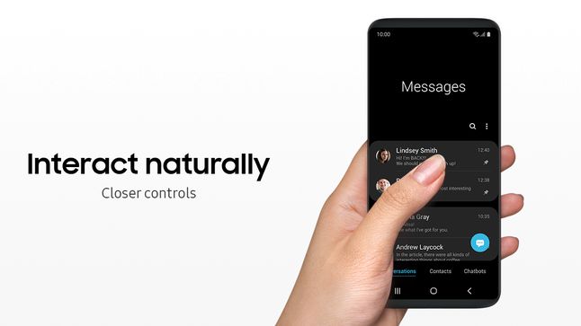 Samsung One UI: interfejs, w którym wszystkie elementy mają być w zasięgu kciuka. Źródło: materiały prasowe Samsung.