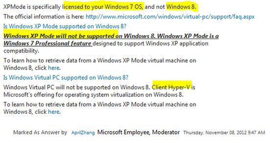 XP mode w Windows 8 (źródło: technet)