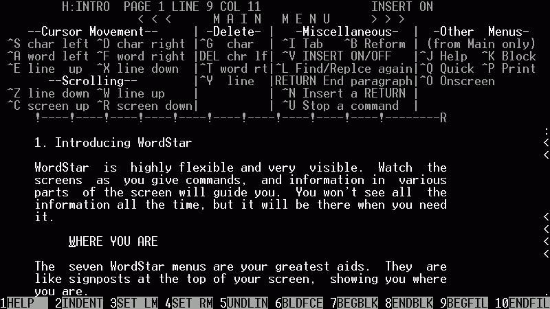 WordStar na CP/M: swego czasu najlepszy edytor tekstu na świecie (do tej pory korzysta z niego autor "Gry o Tron")