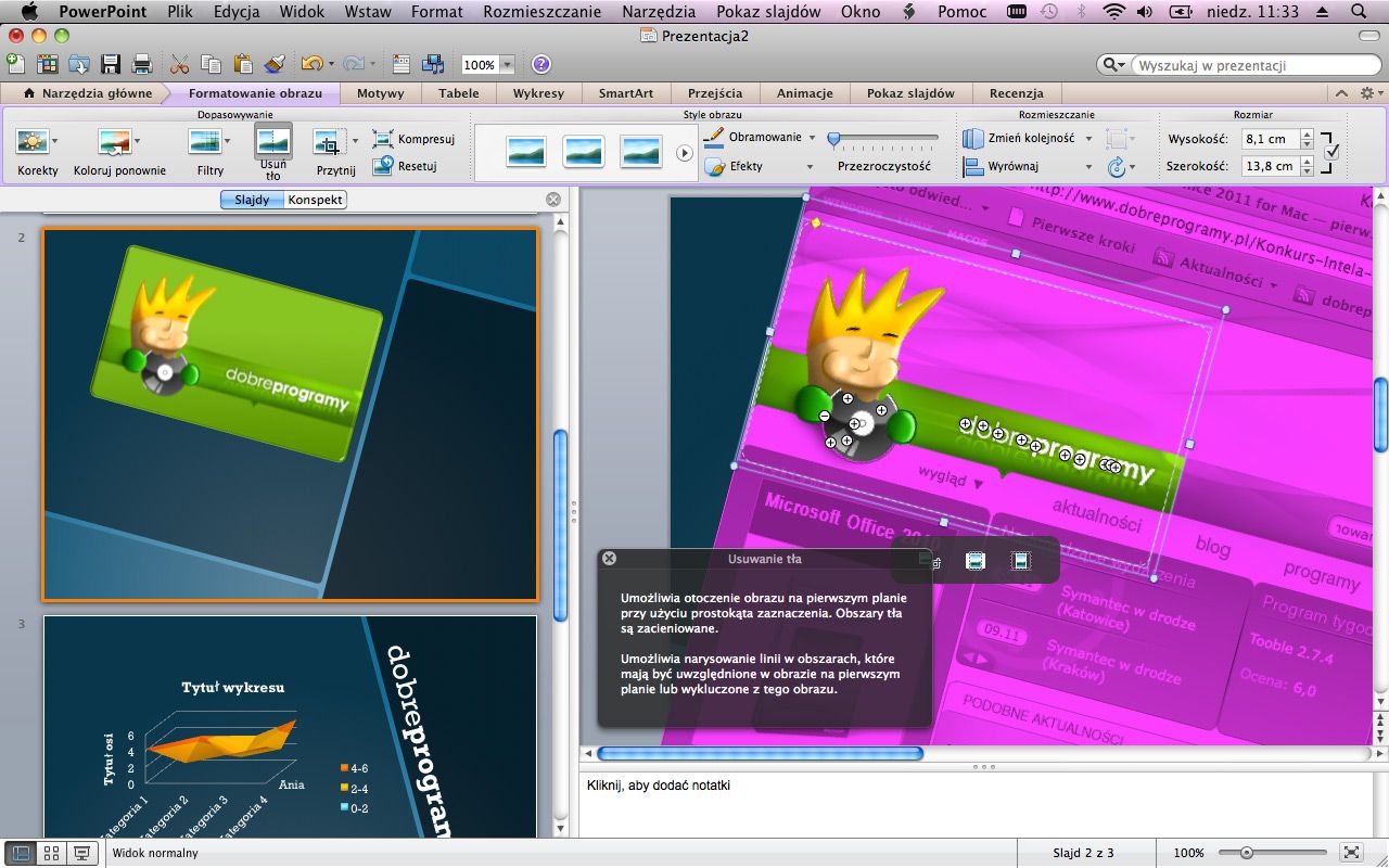 Tło obrazka wycinam kilkoma kliknięciami
