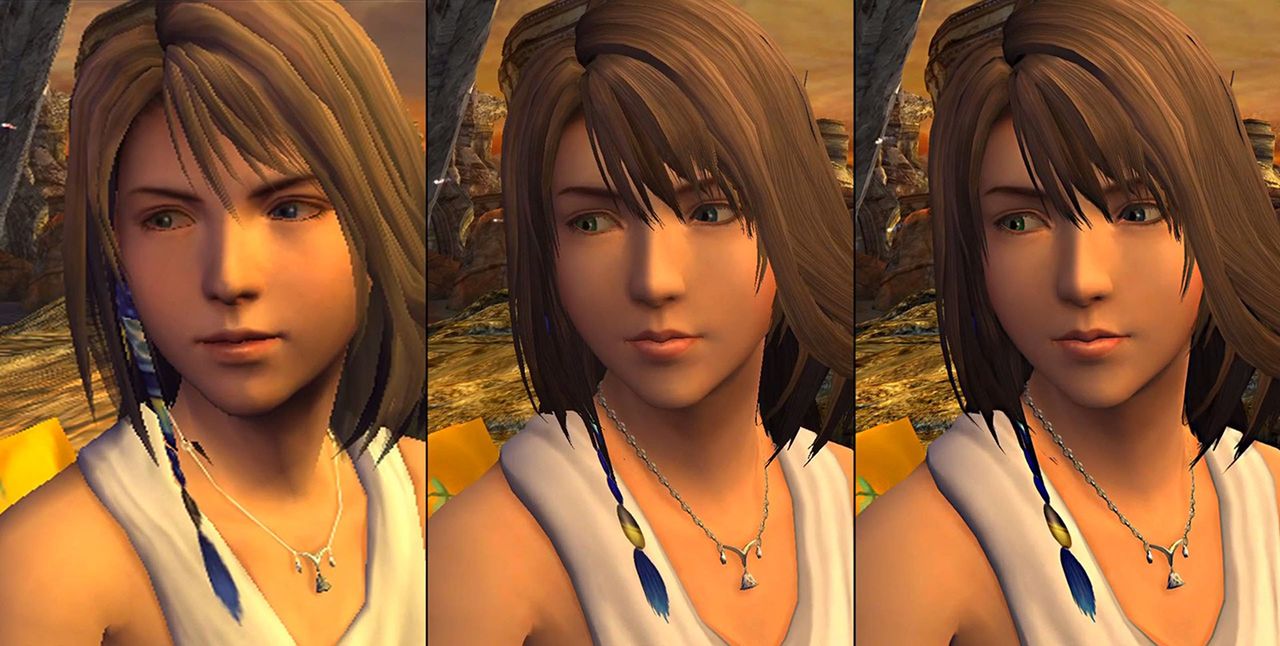 Po lewej: Yuna z „Final Fantasy X” na PS2, w środku i po prawej: z „Final Fantasy X HD” na PS3 i PS4.