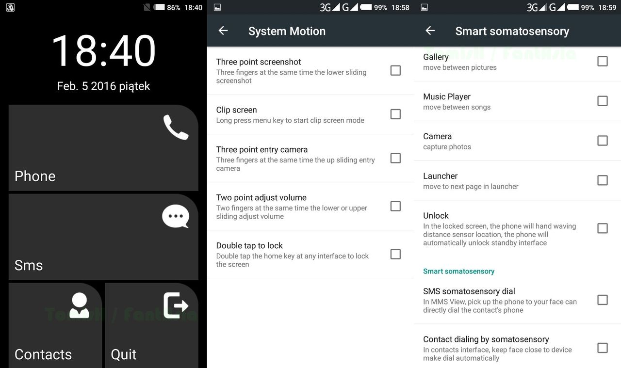 Tryb super oszczędności / część opcji gesture motion / somatosensory