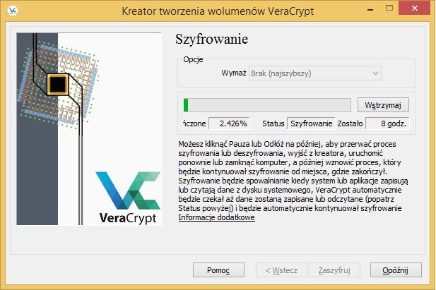 Początek szyfrowania całego dysku