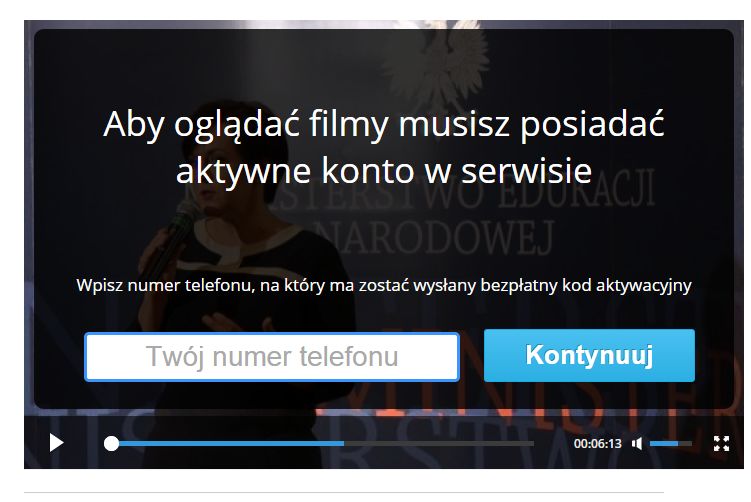 Strona zachęca do podania numeru telefonu