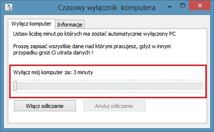 Krok I - Za pomocą suwaka wybierz przedział czasowy od 3 do 100 minut