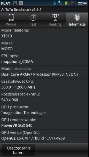 Motorola RAZR - test w benchmarkach (+ porównianie z SGSII)