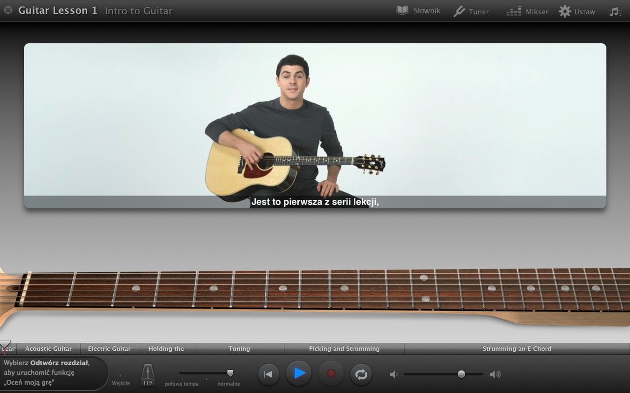 Pierwsza lekcja - podstawy gitary