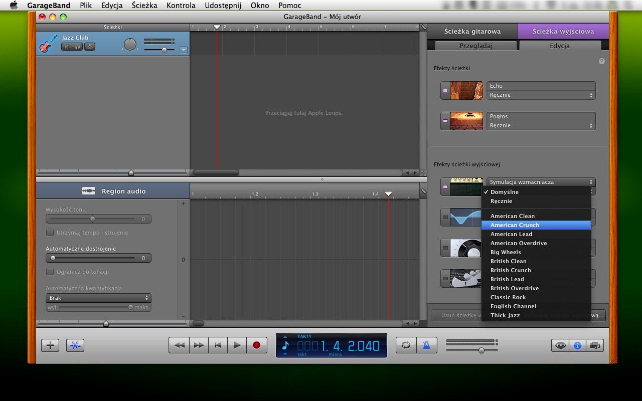 Wybór symulacji wzmacniacza