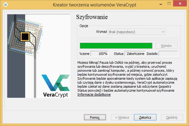 Osiem godzin później dysk jest zabezpieczony
