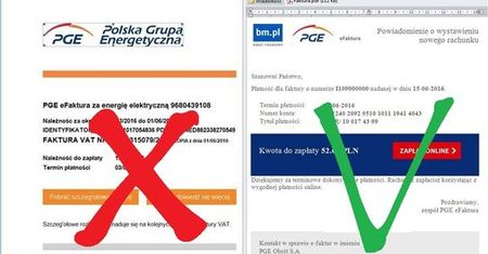 Uwaga na fałszywe faktury za prąd. Oszuści wciąż podszywają się pod PGE