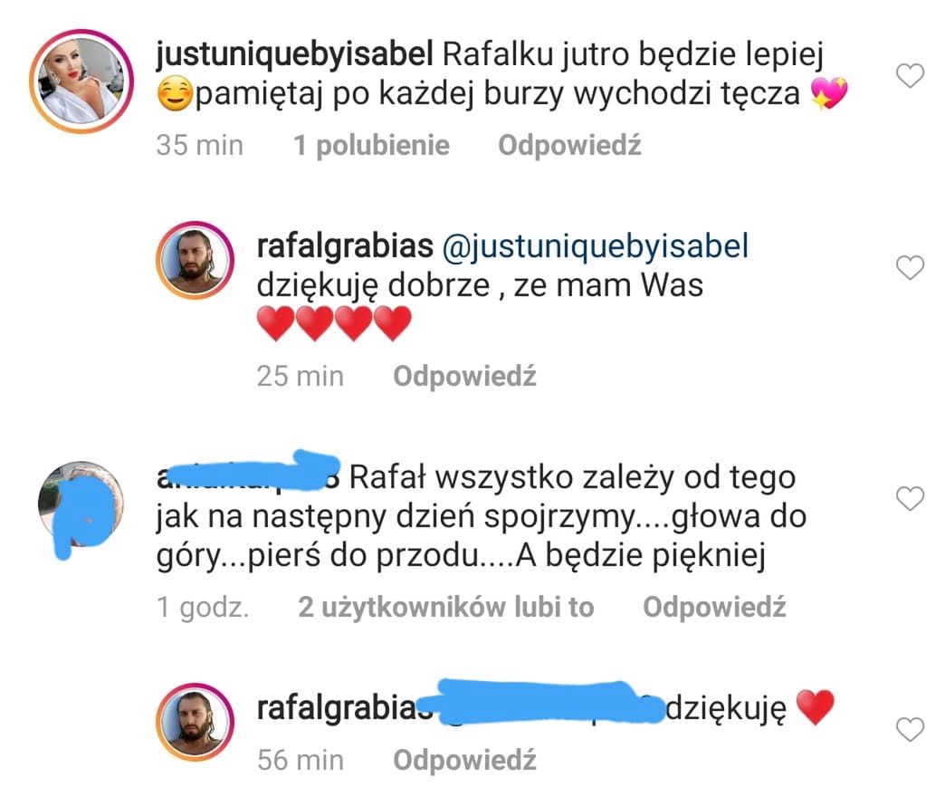 Izabela Macudzińska wspiera Rafała Grabiasa