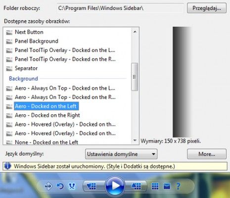 Skiny do Paska Bocznego Windows Vista