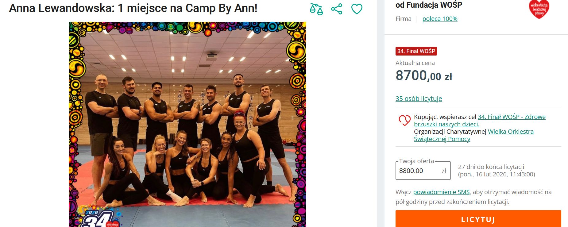 Aukcje Anny Lewandowskiej na WOŚP